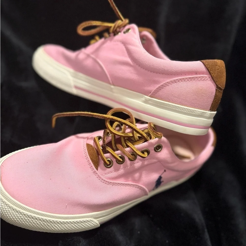 Polo by Ralph Lauren Pink and Brown Sneakers with Iconic Logo